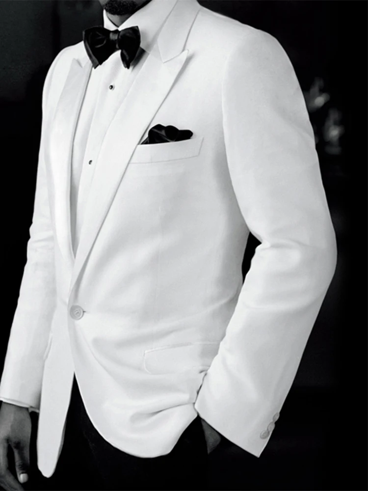 

Custom Made To Measure White Wedding Tuxedos For Men,Bespoke White Tuxedo Jacket Black Pants,Custom White Wedding Suits For Men