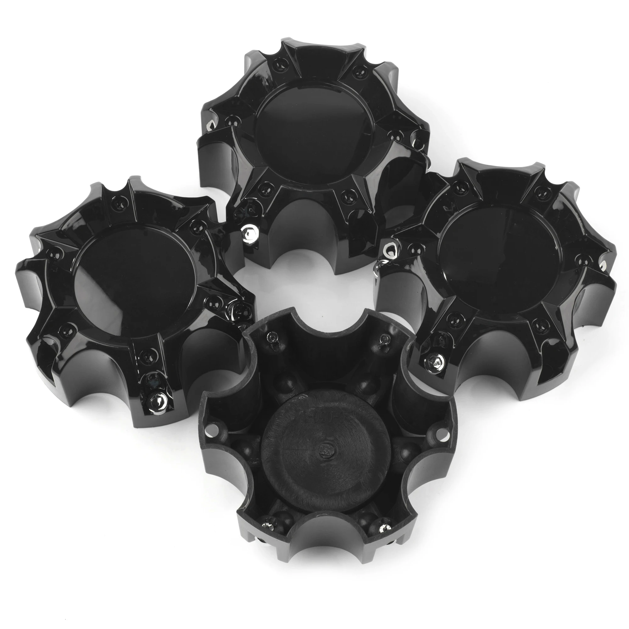 4pcs OD 114mm/4.49in ID 105mm/4.13in Wheel Hub Center Cap Rim Dust Cover 6 Lugs Refits Accessroies Black