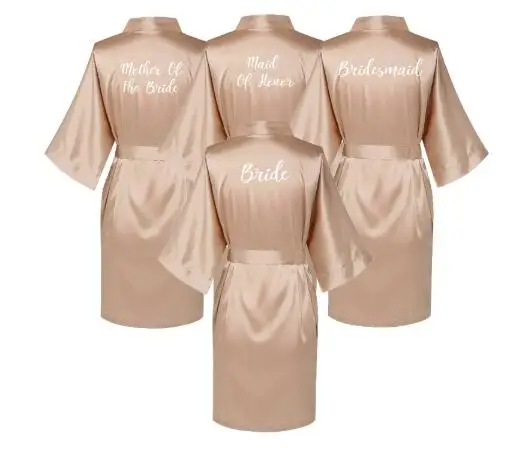 Satin Silk Robes Plus Size Wedding BathRobe Bride Bridesmaid Dress Gown Women Clothing Sleepwear Maid of Honor Rose Gold