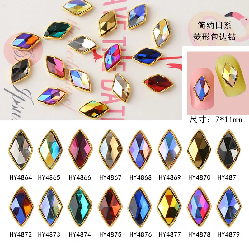 New Nail Art Jewelry Diamond Flash Rhinestone Water Drop Colorful Flat-Bottom Rhinestone Women'S Party Salon Nail Art Jewelry