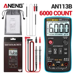 Digital Multimeter True RMS with Temperature Tester AN113B  6000 Counts Auto-Ranging AC/DC Transistor Voltage Meter