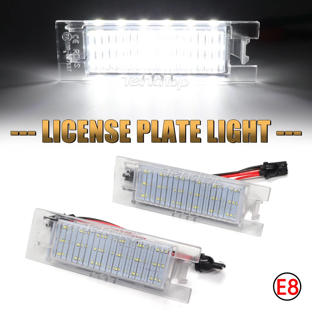 2Pcs/Lot  White LED Number License Plate Lights Fit For Opel Astra H J Corsa C D Insignia Tigra B Twintop Vectra C Zafira B OPC