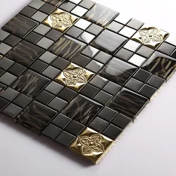 Black Metal Crystal Glass Mosaic Tile MD-BCS01 Wall tile kitchen backsplash ceiling tile