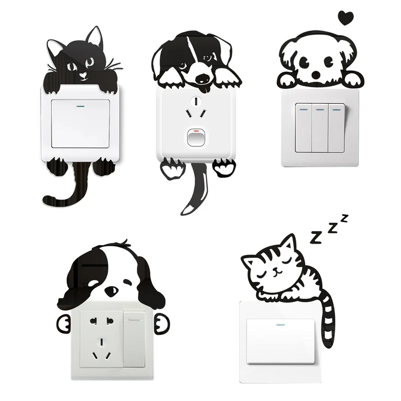 Light Switch Sticker Kids Baby Kinderkamer Diy Muur Decoratie Kat Hond Fairy  Sticker Voor Kinderen Slaapkamer Thuis Room Decor