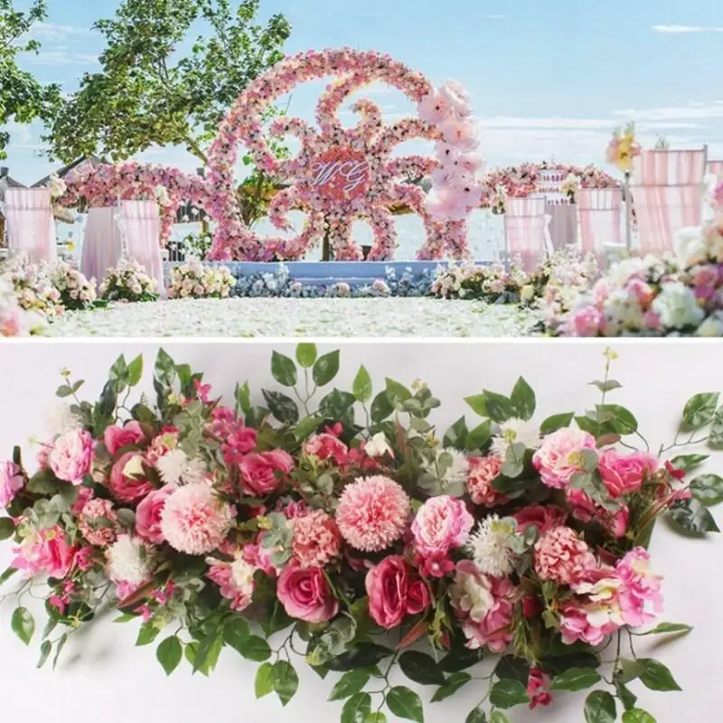 50cm artificial flower row decor for DIY wedding iron arch platform T station Xmas background flower wall window decor props