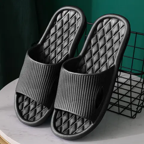 Soft Home Slippers Couple Summer Indoor Skid Proof Bathroom Slippers Sandals Hotel Solid Color Men Women Flip Flops Flat Shoes