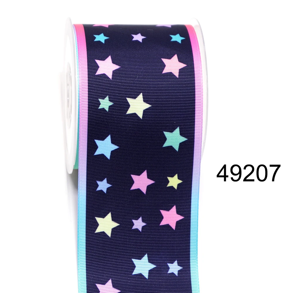 DIY Cartoon Dots And Stars Gradient Color Printed Grosgrain Ribbon For Craft Supplies Sewing Accessories 5 Yards. 43564