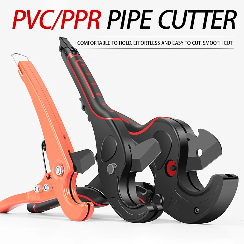 OUDISI PVC Pipe Cutter 36mm 42mm 64mm Aluminum Alloy Body Ratchet Scissors Tube Cutter PVC/PU/PP/PE Hose Cutting Hand Tools