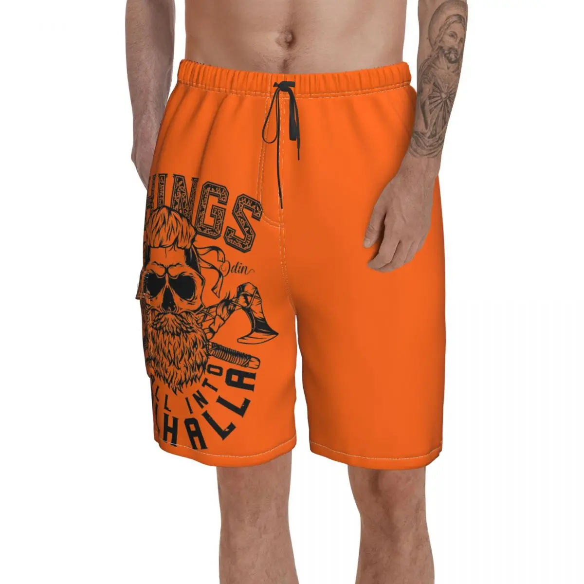 Causal Vikings Fall Into Valhalla Vikings  Valhalla, Norse, Rollo Breathable Quick Dry Funny Joke Male Shorts