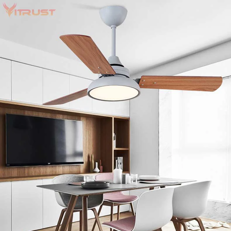 Creative Ceiling fan simple nordic fan with LED light Home Living Room Modern Bedroom Silent Ceiling Fan with Fan Chandelier