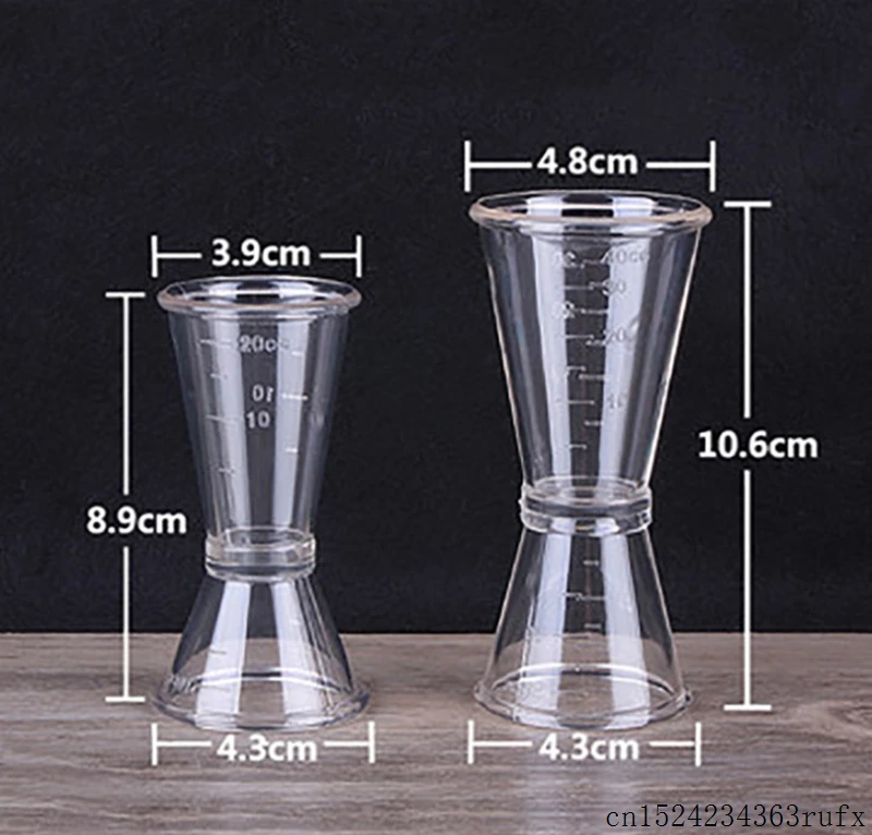 100 Pcs Double Measuring Cup Jigger Cocktail Shaker Jigger Ounce Cup Plastic Milk Tea Coffee Mixing 40CC 20CC