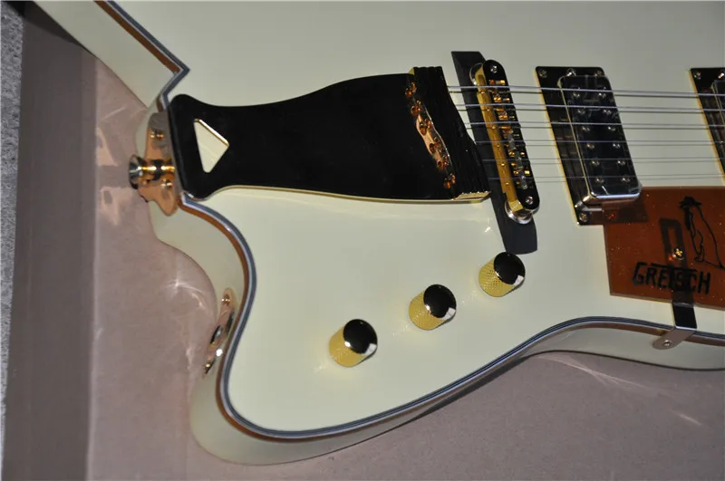 Free shipping, high quality customized version of Billy-Bo signature shaped electric guitar yellow and gold accessories