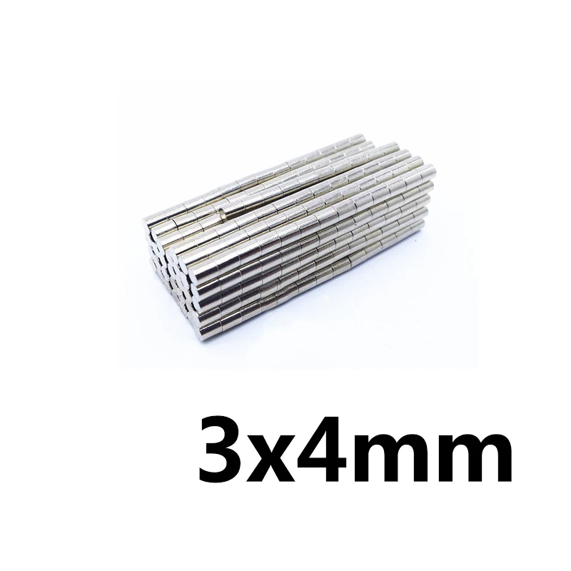 

300/500/1000pcs 3x4 mm N35 Super Strong Cylinder Rare Earth Magnet 3mm*4mm Round Neodymium Magnets 3x4mm Mini Small Magnet