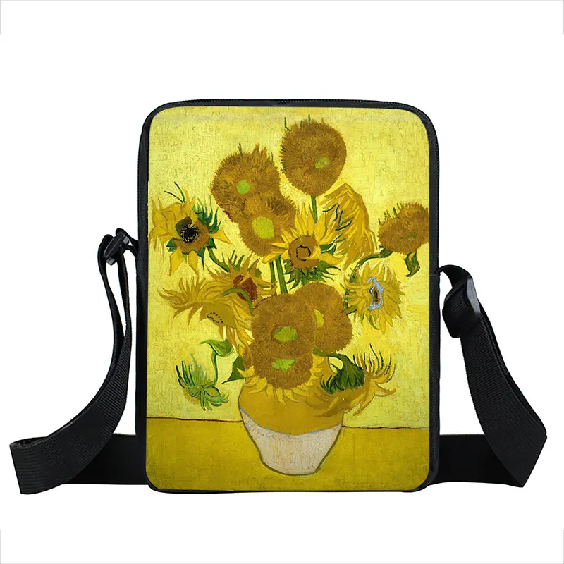 Van Gogh Sunflowers Messenger Bags Women Handbags Starry Night Sunflower Shoulder Bag Girls Crossbody Bag Small Satchel Bookbag