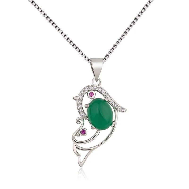 

Sterling Silver Necklace Pure Natural Diamond Pendant Christmas Emrald Silver 925 Jewelry Bijoux Femme Bizuteria Pendants