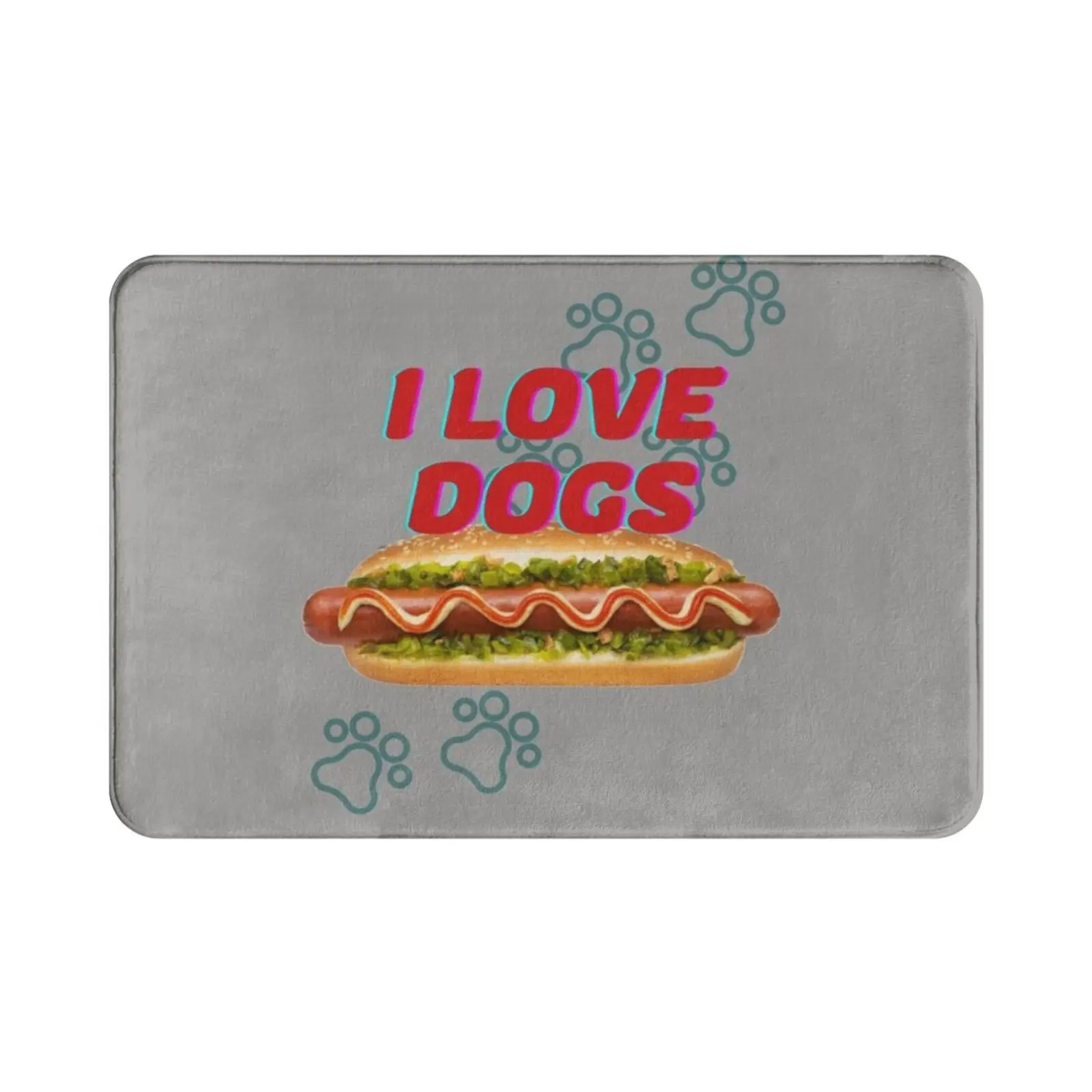 I Love Dogs Carpet Mat Rug Cushion Soft Hot Dogs Chili Dogs Frankfurter Frank Wiener Cheese Dog Corn Dog Danger Dog Half