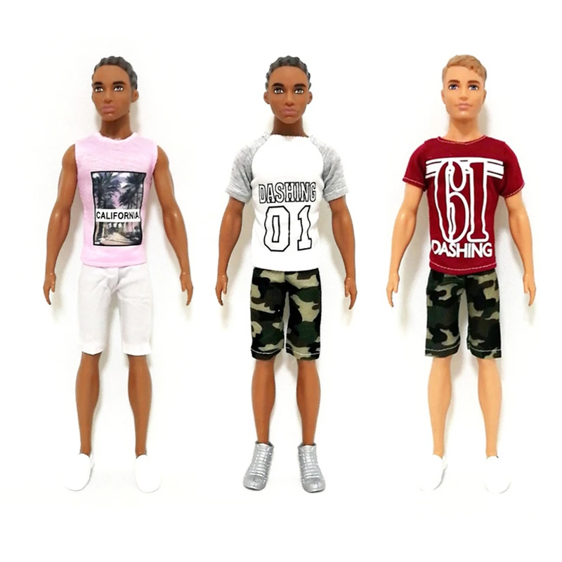 1/6 Doll Accessories Ken Clothes Handmade Daily Casual Wear T shirt Pants For Ken Doll Accessories Dressing Up Kids Toys