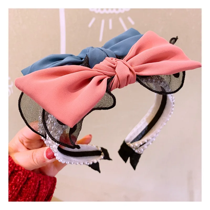 

Fashion Lace pearls hair hoop Hair Accessories Women Girls bow Hair Band Hair Ponytail Rope Hairbands headwear