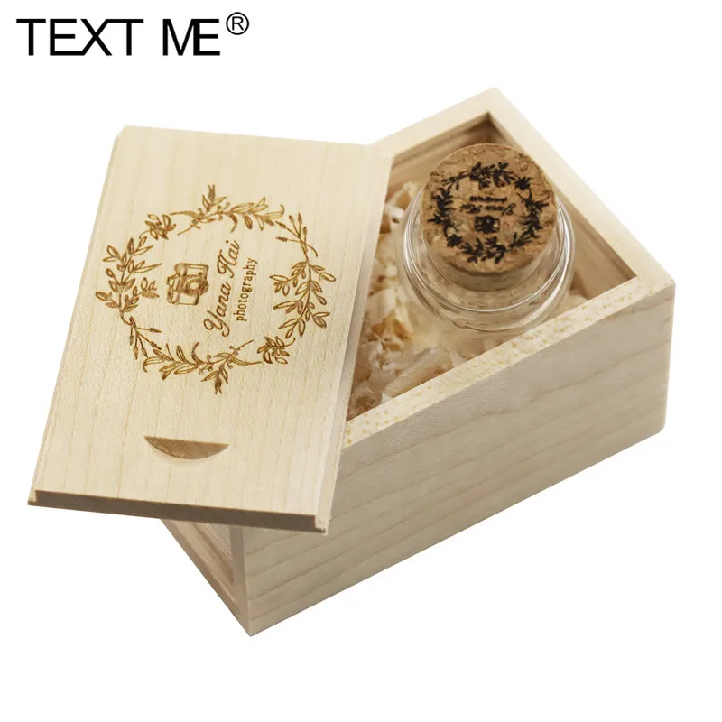 TEXT ME   usb flashdrive  Free custom made LOGO wood drifting bottle +Box4GB 8GB 16GB 32GB 64GB usb2.0  pen drive usb2.0 pendriv