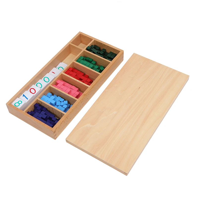 Montessori Decimal Fraction Exercise Wood Cubes/ Board Kids Learning Resource Mathematics Educational Equipment for Primary