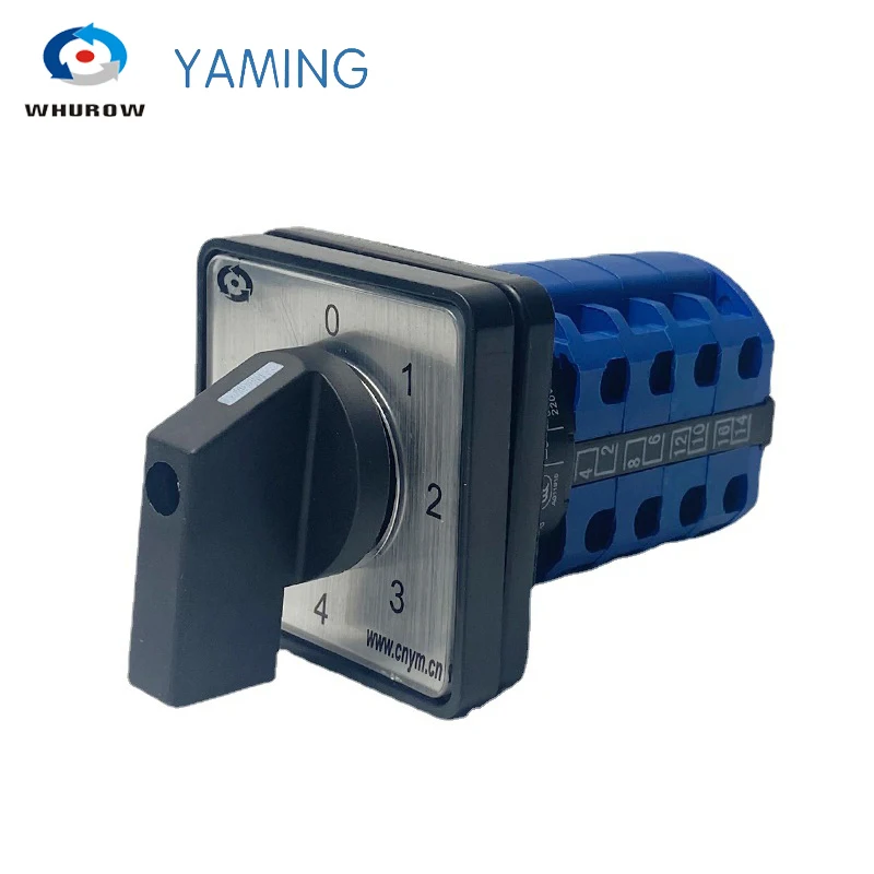 

Rotary switch YMW26-20/4 5P Ui 380V Ith 20A 4 poles 5 Position 16 Terminals High quality changeover cam switch sliver contact