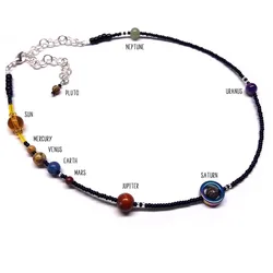 MiniVerse, We Love Pluto!, Solar System Necklace, Pluto Charm, Pluto, Planets, Gemstone, Astronomy, Adjustable, Choker