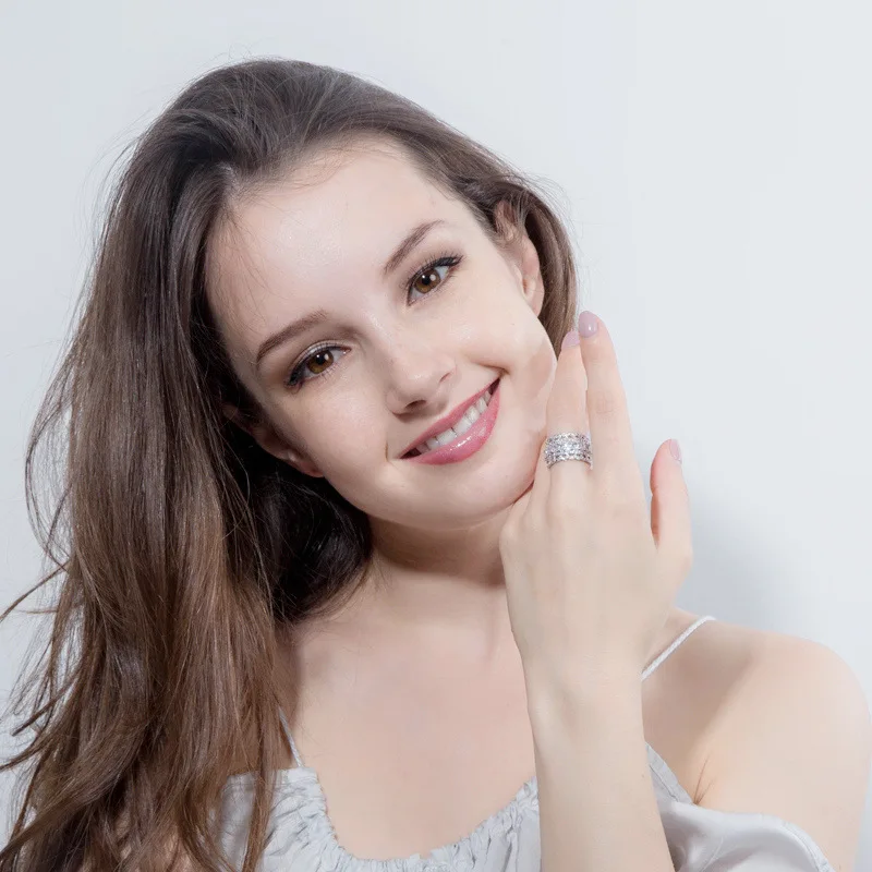 اليدوية الخلود وعد كريستال خاتم AAA تشيكوسلوفاكيا الزركون المشاركة الزفاف الفرقة خواتم للنساء الرجال فنجر مجوهرات الحفلات