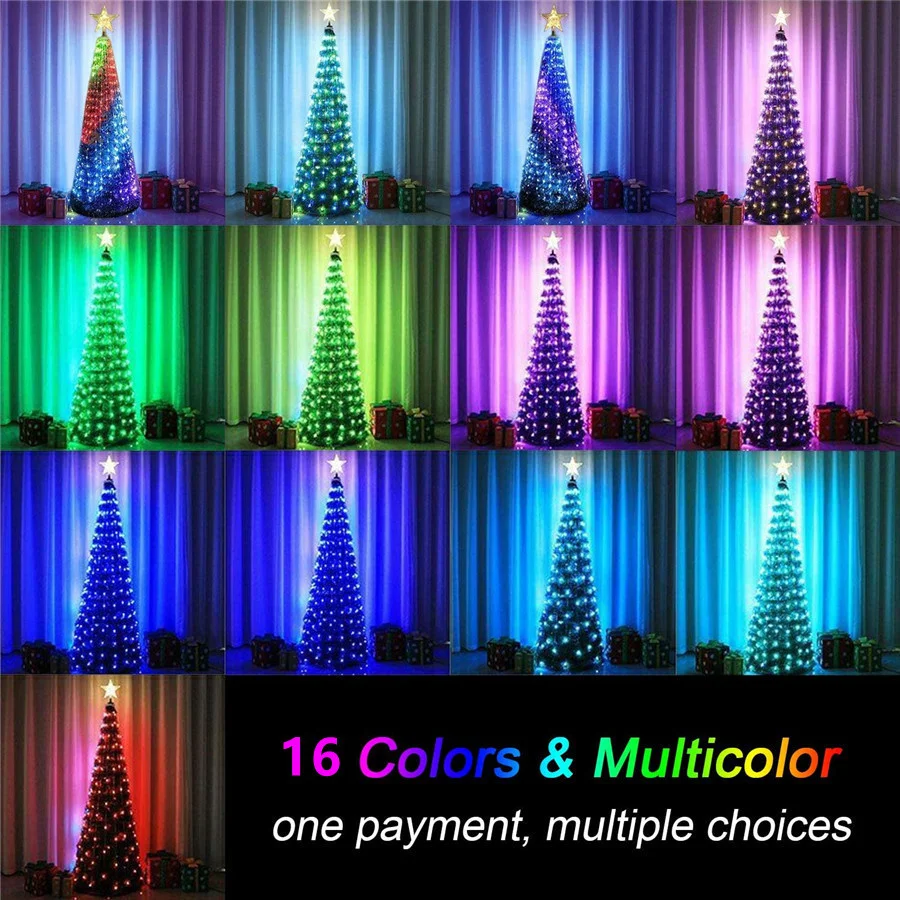 USB-Fernbedienung, 16 Farben, Girlande, LED, funkelnde Lichterkette, Outdoor-Girlande für Zuhause, Garten, Neujahr, Weihnachtsbaum-Dekoration