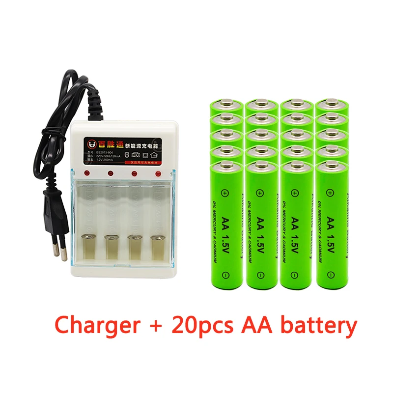 AA battery 3000mAh 1.5V alkaline AA rechargeable battery for remote control toy light battery EU plug1.2V 1.5V AA AAA charger