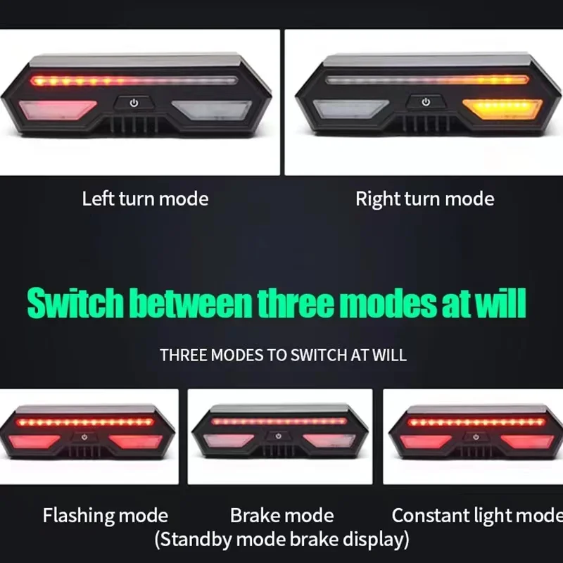 

Motorcycle taillight USB charging smart turn signal mountain bike night riding warning light waterproof bicycle brake light