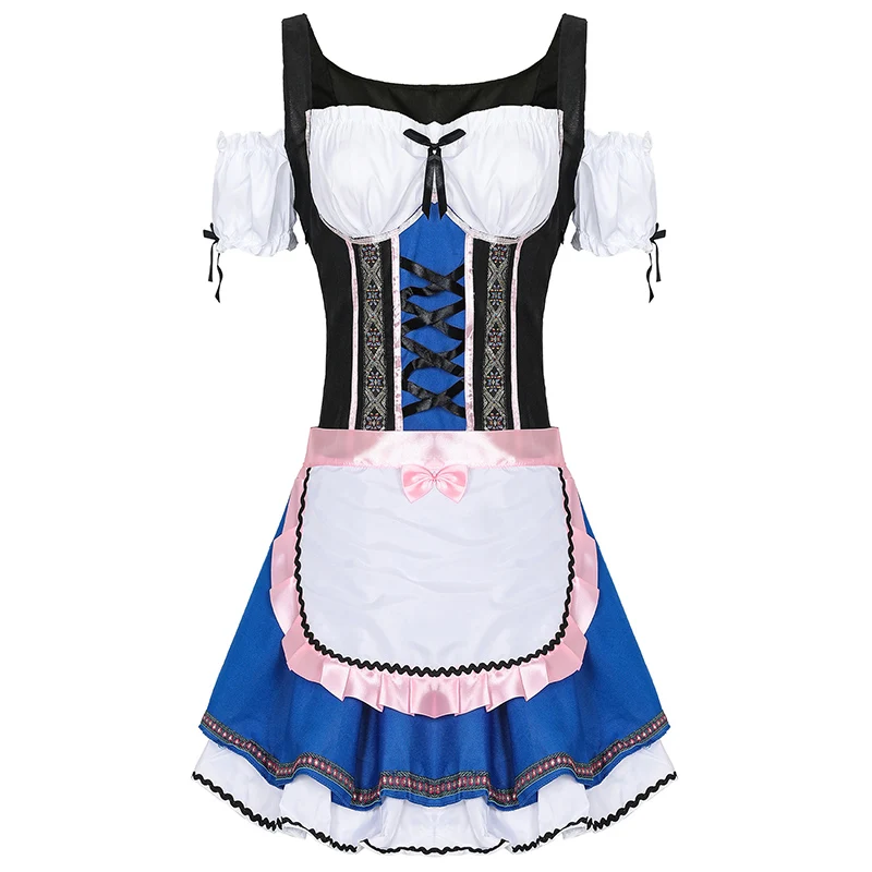 Costume de Carnaval Oktoberfest Dirndl, Tenue de Serveuse, Tenue de Bar, Cosplay, Robe de Soirée de Barrage d'Halloween