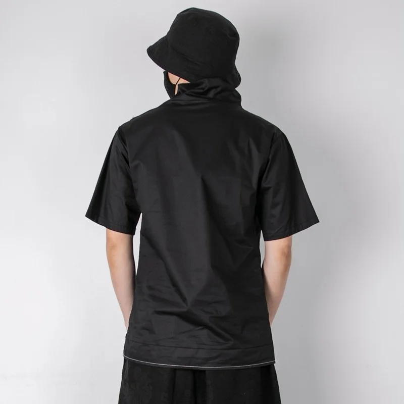 

T Harajuku Shirt Men Turtleneck Stand Collar Casual Short Sleeve Tees Tops New 2022 Summer Gothic Asymmetry Design Mens T Shirts