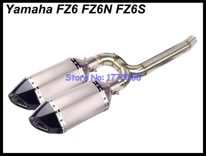 ID:45mm for Yamaha FZ6 FZ6N FZ6S FZ6 FAZER FZ6 S2 FZ6 FAZER S2 2004-2011 Motorcycle Exhaust System Link Pipe Carbon Muffler Pot