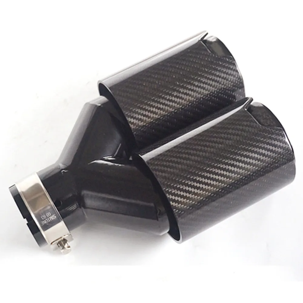 1PCS  TOP quality Car Carbon Fiber Exhaust TWIN End Tips for BMW inlet 60mm 63mm oulet 93 M performance Dual Pipes
