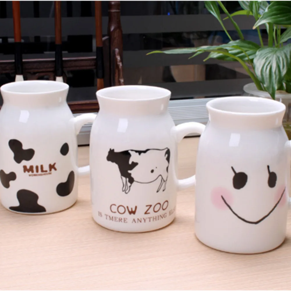 250ML Hot Groceries Creative3D cow style Breakfast Milk Coffee Ceramic Cup Promotional Gifts White Ceramic Cup