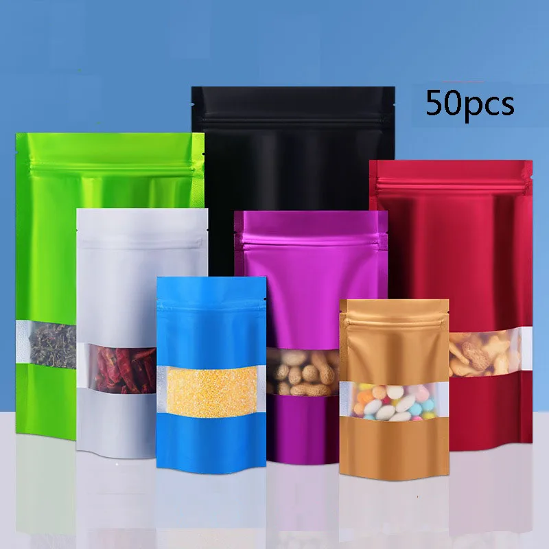 

Stand up Matte Color Foil Window Zip Lock Resealable Bag Wedding Party X-mas Gifts Beads Cereals Cosmetics Heat Sealing Pouches