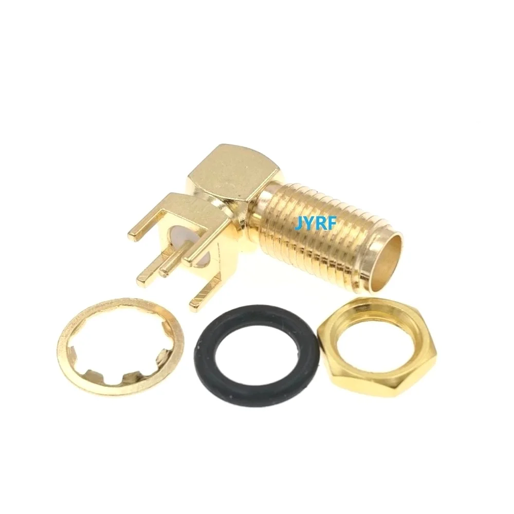 

100pcs Long Screws PCB mount SMA Female Jack Right Angle Gold Plated Coaxial RF Connector Adapter