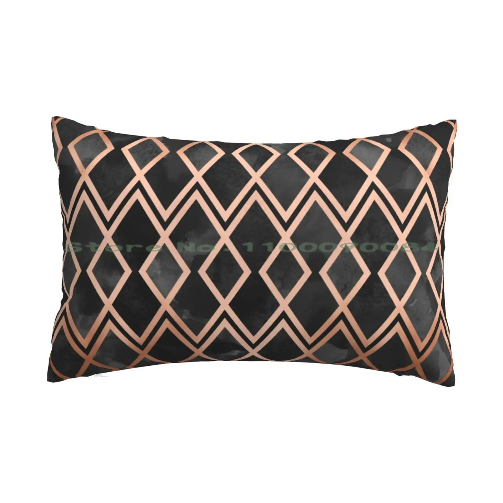 Copper & Black Geo Diamonds Pillow Case 20x30 50*75 Sofa Bedroom Cool Love Cute Iconic Music Pop Rnb R B Beautiful Hipster