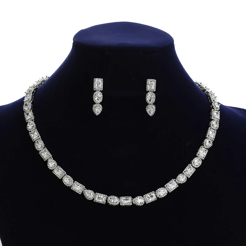 Jewelry Set HADIYANA Temperament Charming Necklace And Earrings Set Women Wedding Jewelry Sets Zircon CN1760 Conjunto de joyas