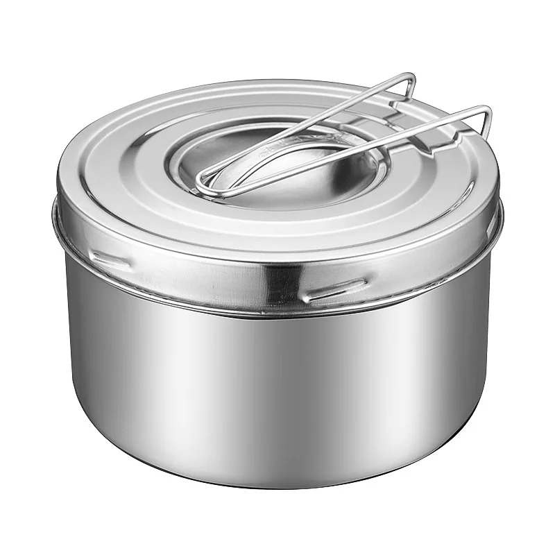 Thicken Stainless Steel Round Lunch Box Multipurpose Portable Bento Boxes Kitchen Food Storage Container with Lids Tableware