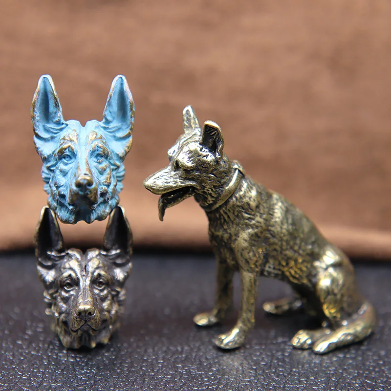 Brass Police Dog Head Knife Bead Lanyard Pendant Jewelry Outdoor EDC Tool Shepherd DIY Paracord Accessories Umbrella Rope Charms