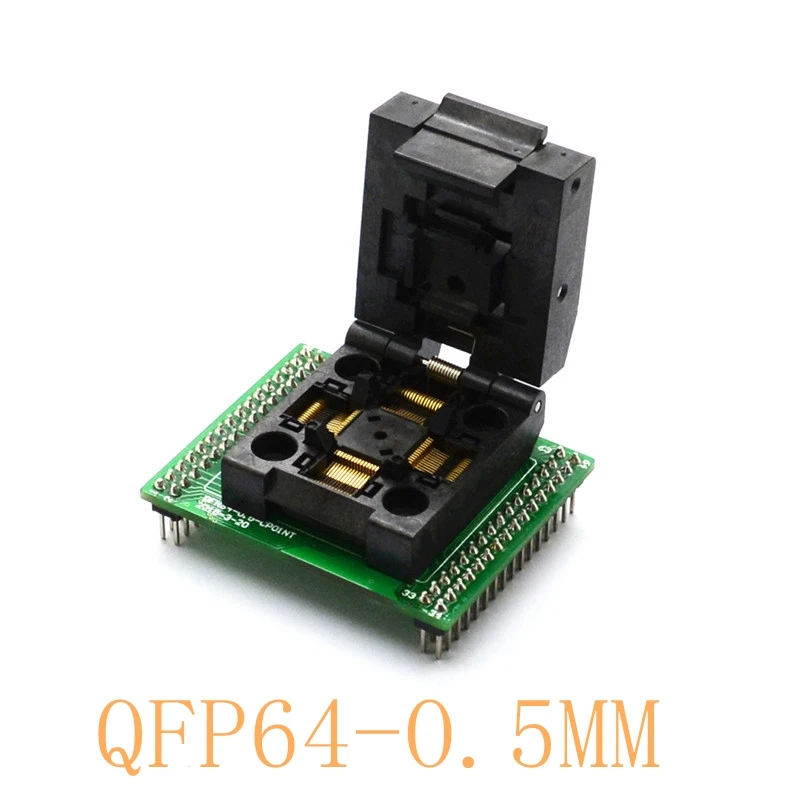 TQFP64 QFP64  LQFP64 to DIP64 Clamshell Programmer Socket Pitch 0.5mm IC Body Size 10x10mm FPQ-64-0.5-06 Test Socket Adapter