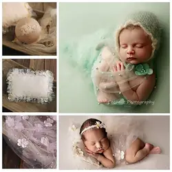 Accesorios de fotografía recién nacido de coco, Hada de tres dimensiones, flores, gasa de perlas envuelta en tela, fondo de tela, almohada