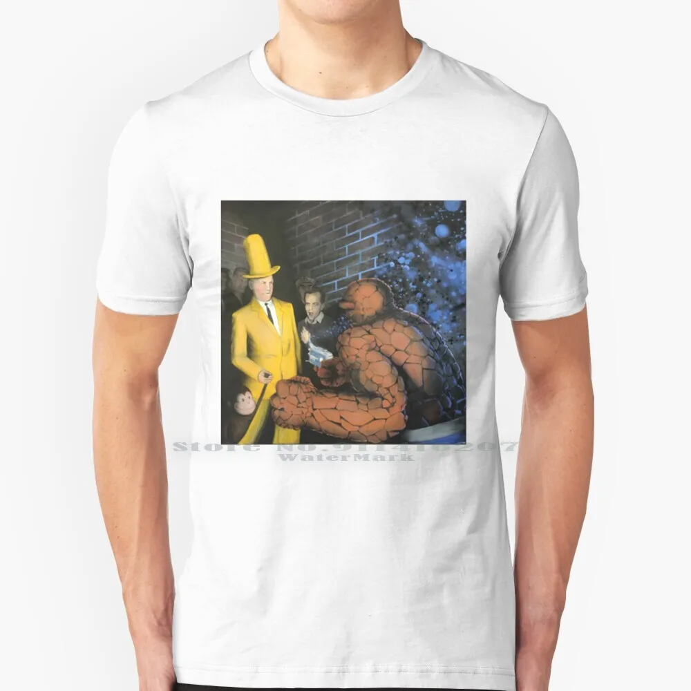 Clobberin Time 100% Cotton T Shirt Jfk Lee Harvey Oswald Man In The Yellow Hat Curious George The Thing Ben Grimm Lowbrow Art