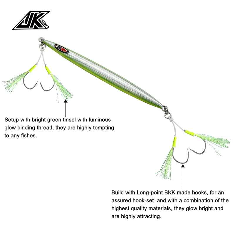 JK Slow Jigging Hook Metal Jig Assist Hook With Antirust Coating Saltwater Fishing Double Hooks