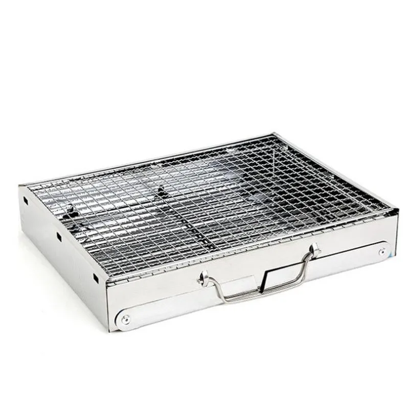 Outdoor Stainless steel Hiking Charcoal Camping Grill  Picnic BBQ Charcoal Grills for Barbecue 43*29*23cm