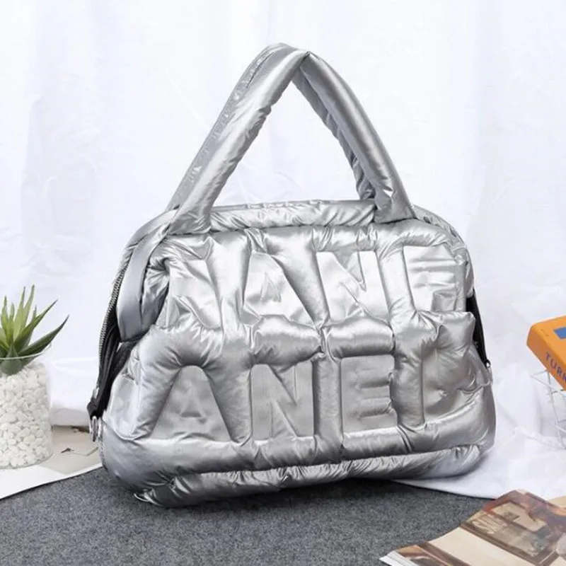 2022 New Winter Large Capacity Shoulder Bag for Women Waterproof Nylon HandBags Space Pad Cotton Feather Down Crossbody