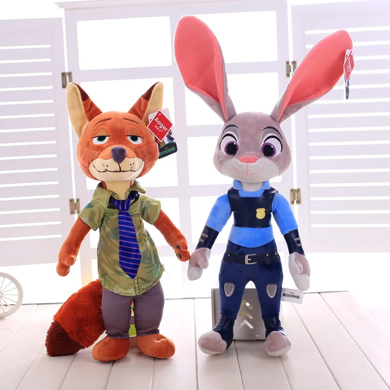 2pcs/lot Zootopia Judy Hopps Plush Toy 40cm Cute Nick Wilde Rabbit Plushie Doll Cartoon Soft Stuffed Animals Toys For Kid Gift