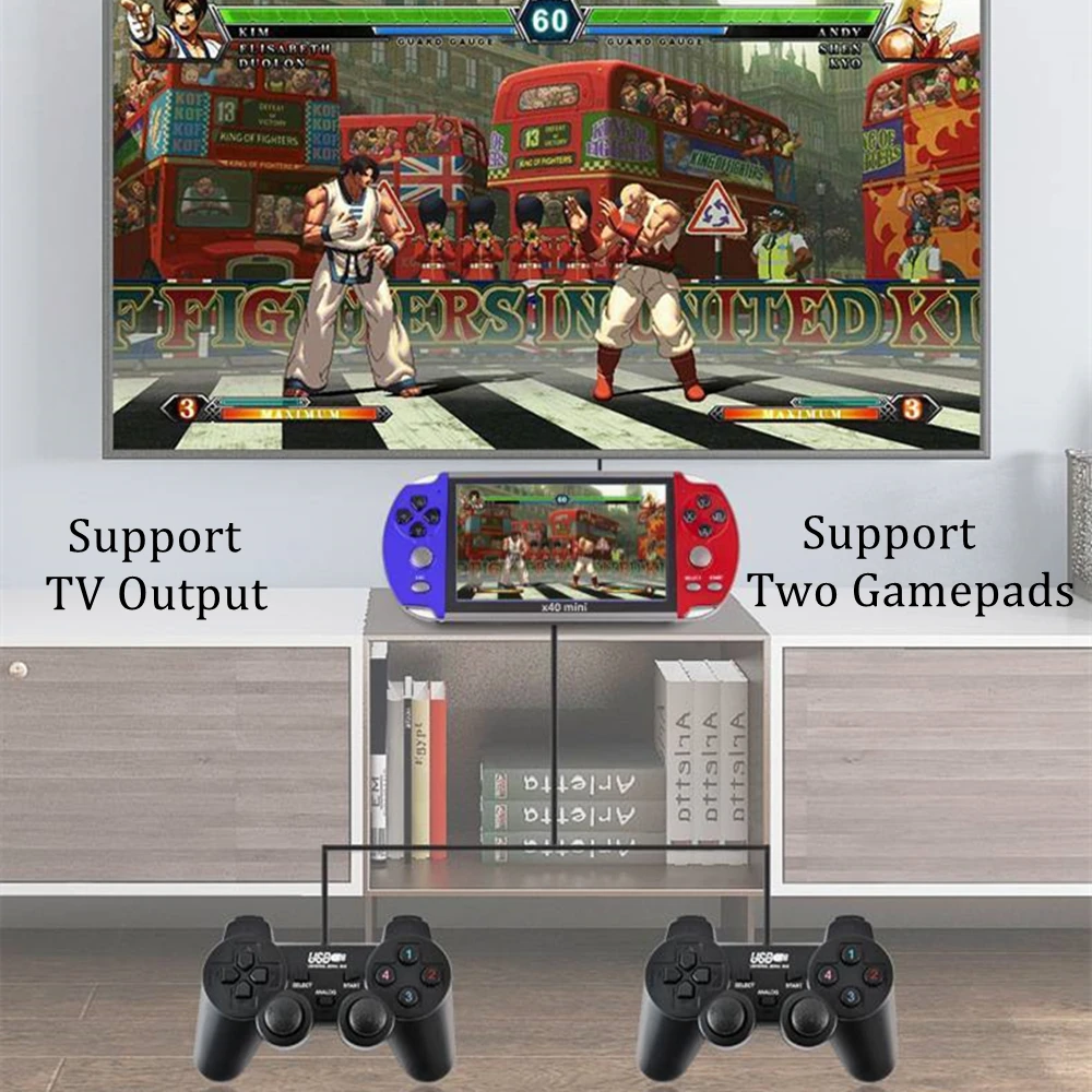 X40 mini 6.5 polegada tela portátil handheld game console 8g/32gb 5000 jogos para mega drive/snes suporte vídeo/música/foto/tv para fora