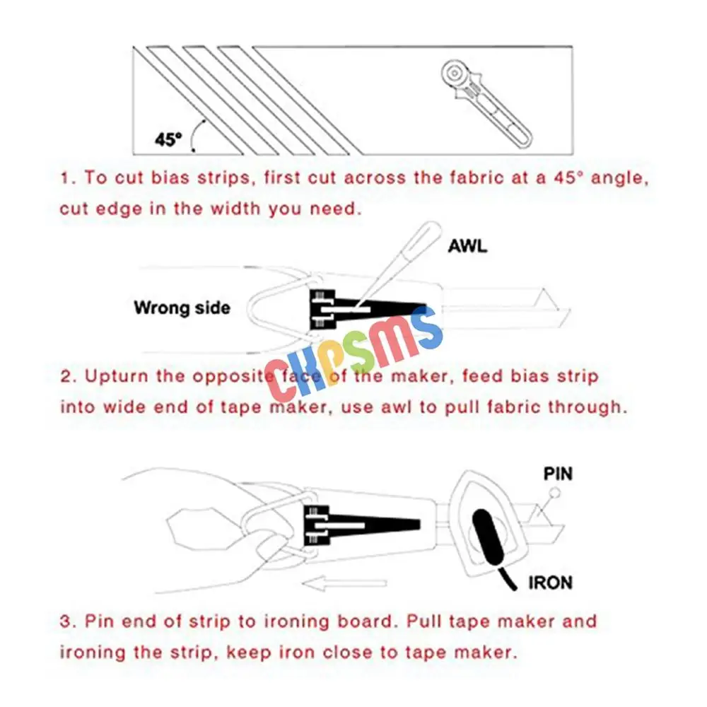 # CY-BTM-S2 1 zestaw taśma diagonalna Maker Tool SET z taśmą wiążącą do patchworku zawiera 4 rozmiary 6mm/12mm/18mm/25mm